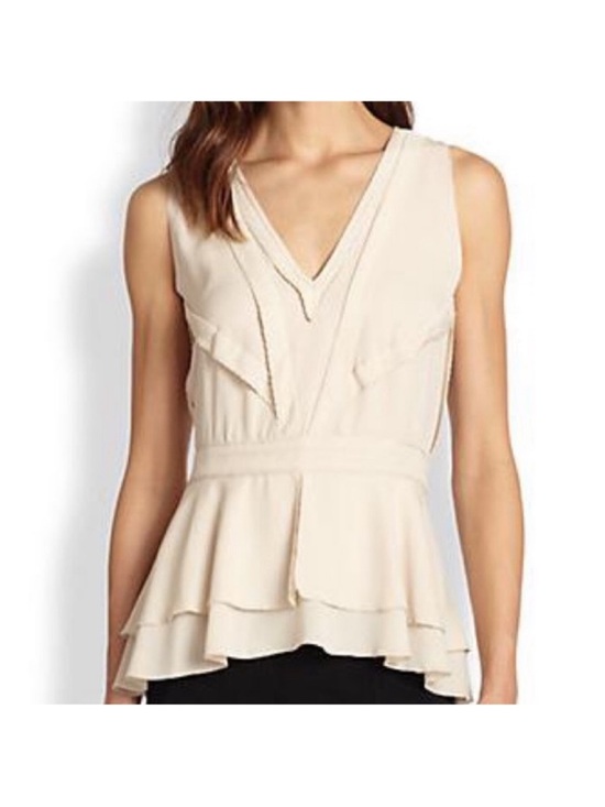 Diane Von Furstenberg Tops - Diane Von Furstenberg Talisha Silk Ecru Peplum Top Size 4